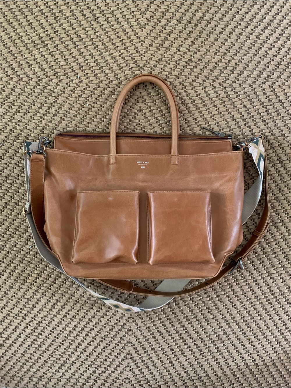 MATT & NAT Brown Leather Tote Bag with Detachable Strap